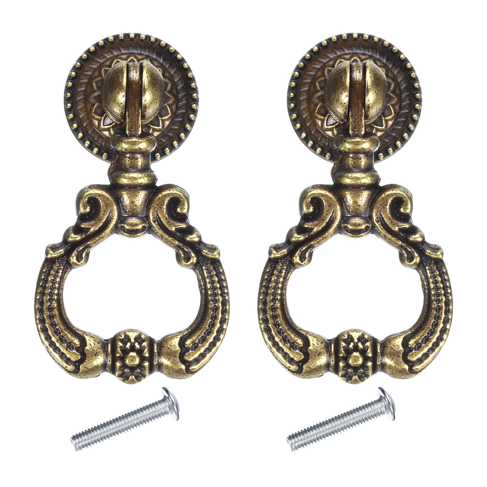 Unique Bargains Drawer Pulls with Single Mounting Hole Zinc Alloy 2 Sets 2.1"