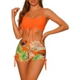 thumbnail image 1 of DARING DIVA Drawstring Bikini Sets Tropical Print Bathing Suits L Orange, 1 of 6
