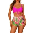 thumbnail image 1 of DARING DIVA Drawstring Bikini Sets Tropical Print Bathing Suits XS Rose Red, 1 of 6