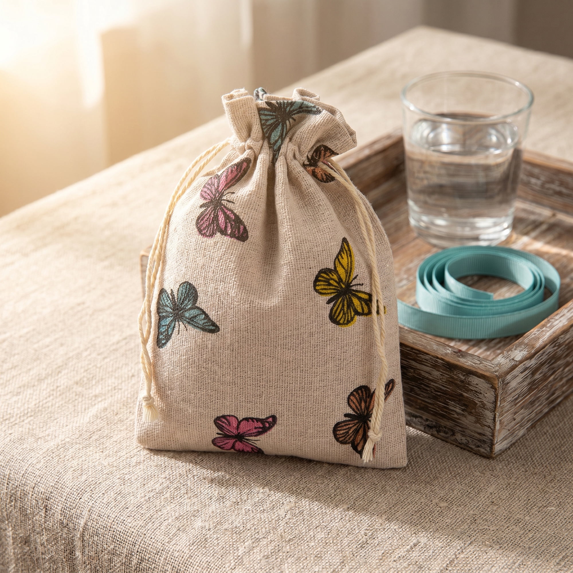 Unique Bargains Drawstring Gift Bags with Handles for Occasions Butterfly 5.1" x 7.1"