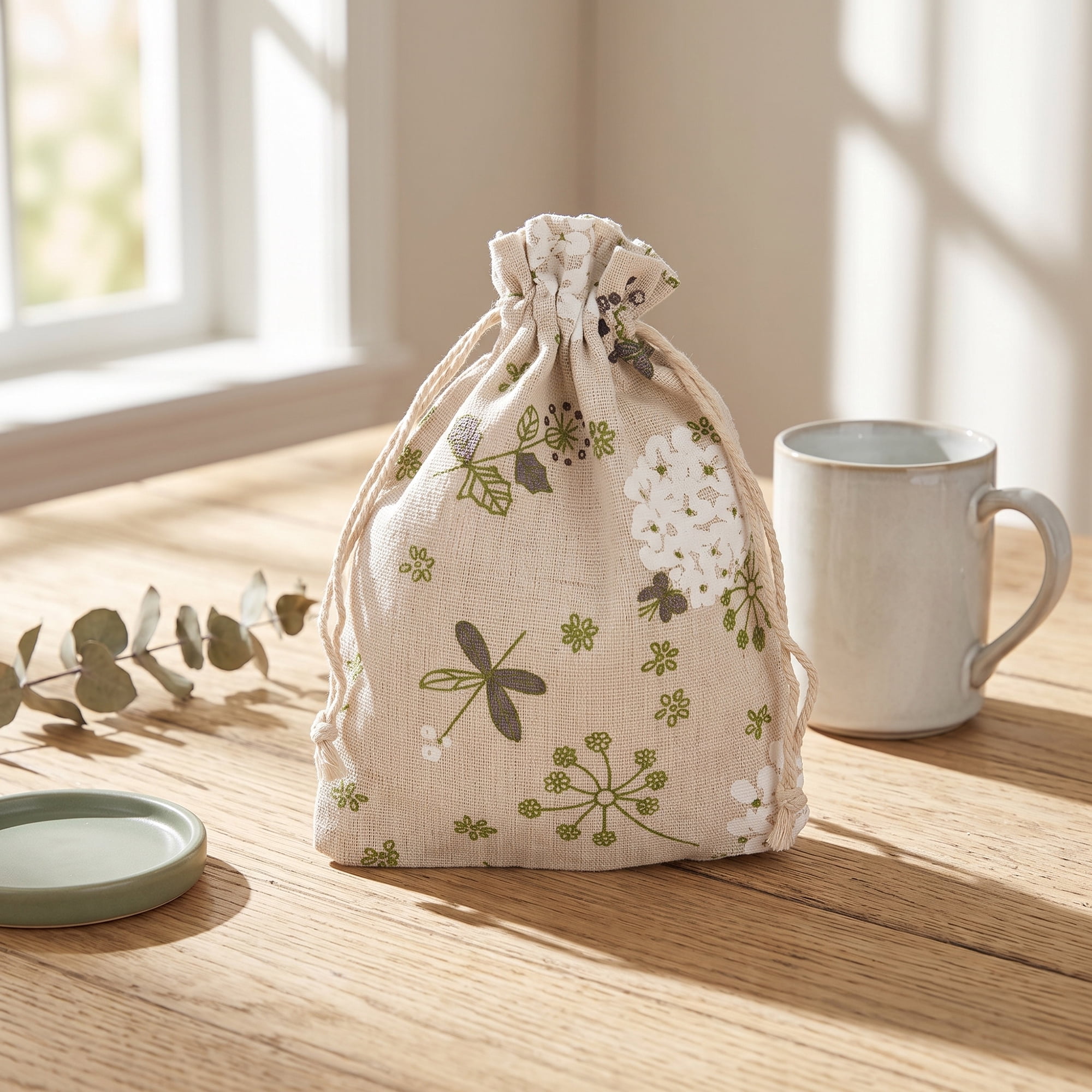 Unique Bargains Drawstring Gift Bags with Handles for Occasions Kapok Flower 5.1" x 7.1"