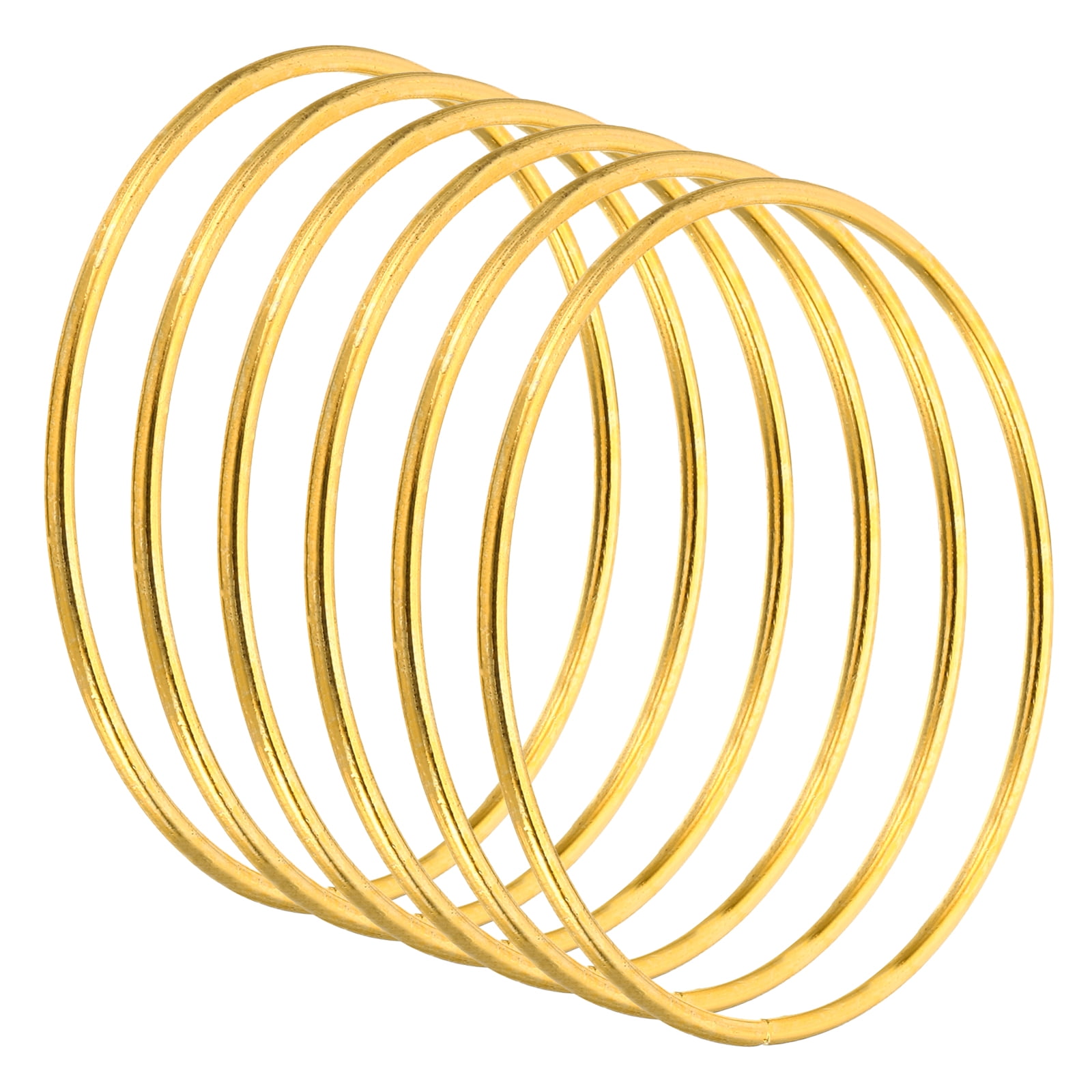 Unique Bargains Dream Catcher Rings Metal Macrame Wreath Floral Ring Hoop Gold-3.1 Inch