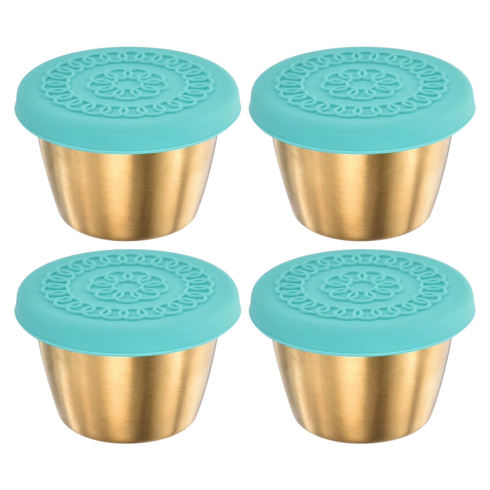 Unique Bargains Dressing Container Stainless Steel Condiment 4 Pcs