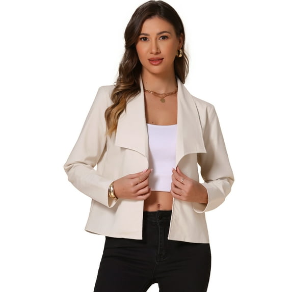DARING DIVA Dressy Casual Jacket for Women's Open Front Cropped Blazer XL Beige