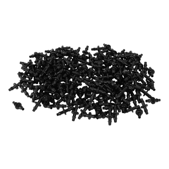 Unique Bargains Drip Irrigation Barbed Connector 1/4" Straight Coupling Barbed Connector for Flower Pot Black 200 Pcs