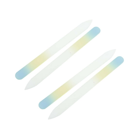 Unique Bargains Dual-Color Glass Multifunctional Nail File 4 Pcs Blue Gradient Yellow