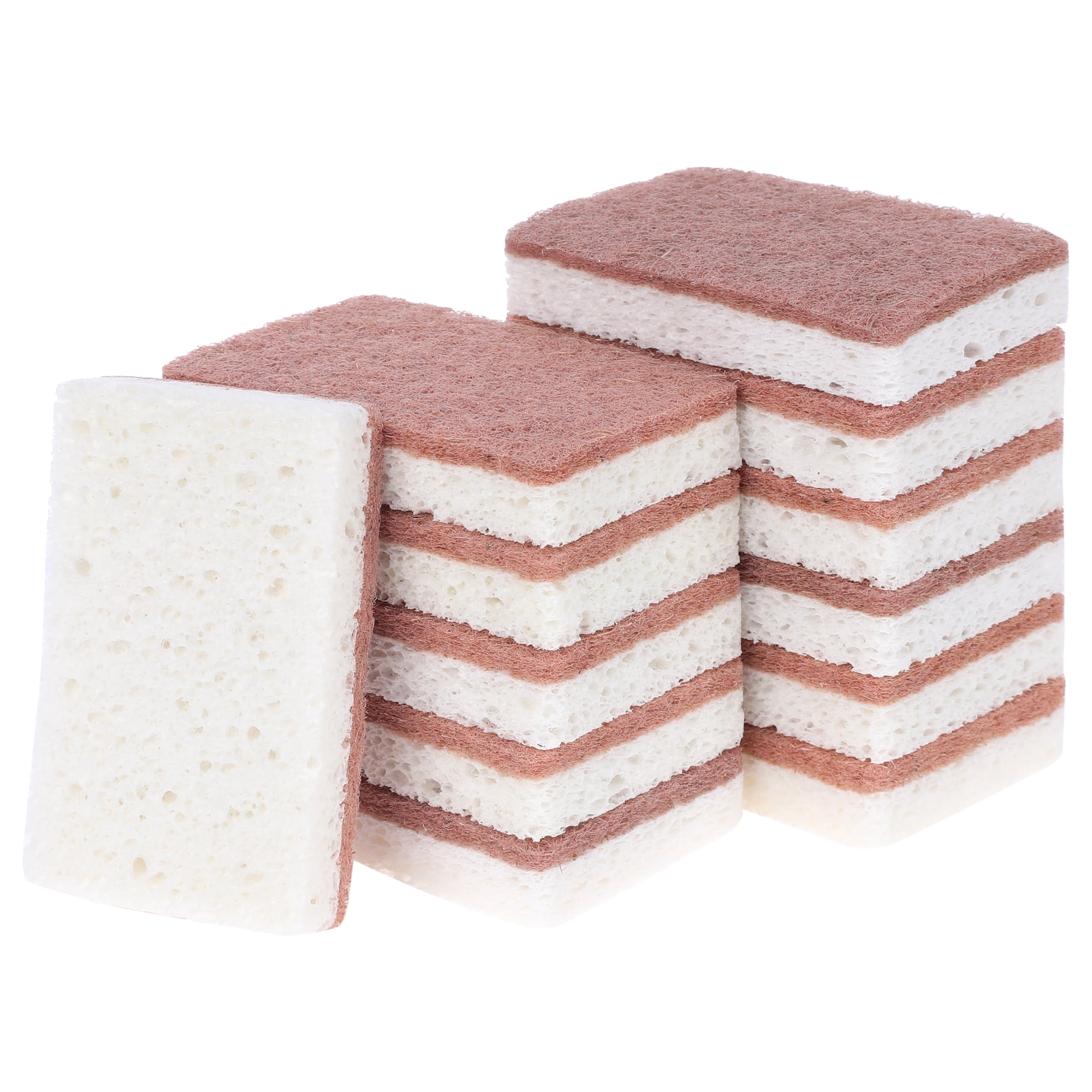 Unique Bargains Dual Sided Cleaning Sponges Kitchen Dishes Sponge White Brown 12 Pack