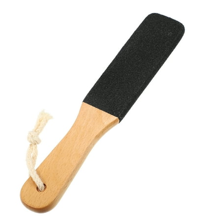 Unique Bargains Dual Sided Foot File Removes Dead Skin Beige Black Wooden Silicon Carbide