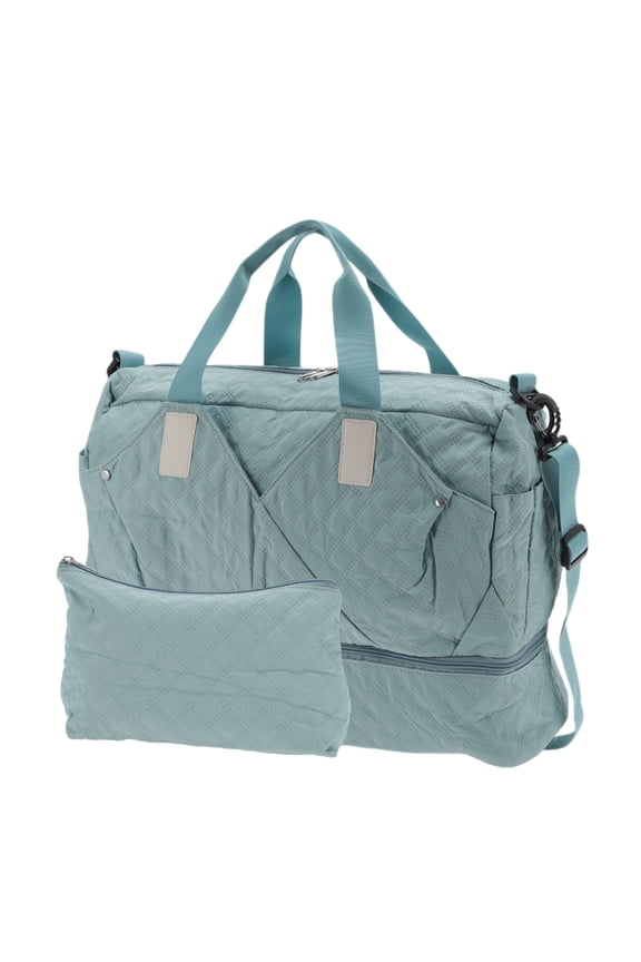 Duffle Bag for Travel Partitioned Design Travel Duffle Bags with Fixed Luggage Strap Shoe Compartment Blue 2 Pcs