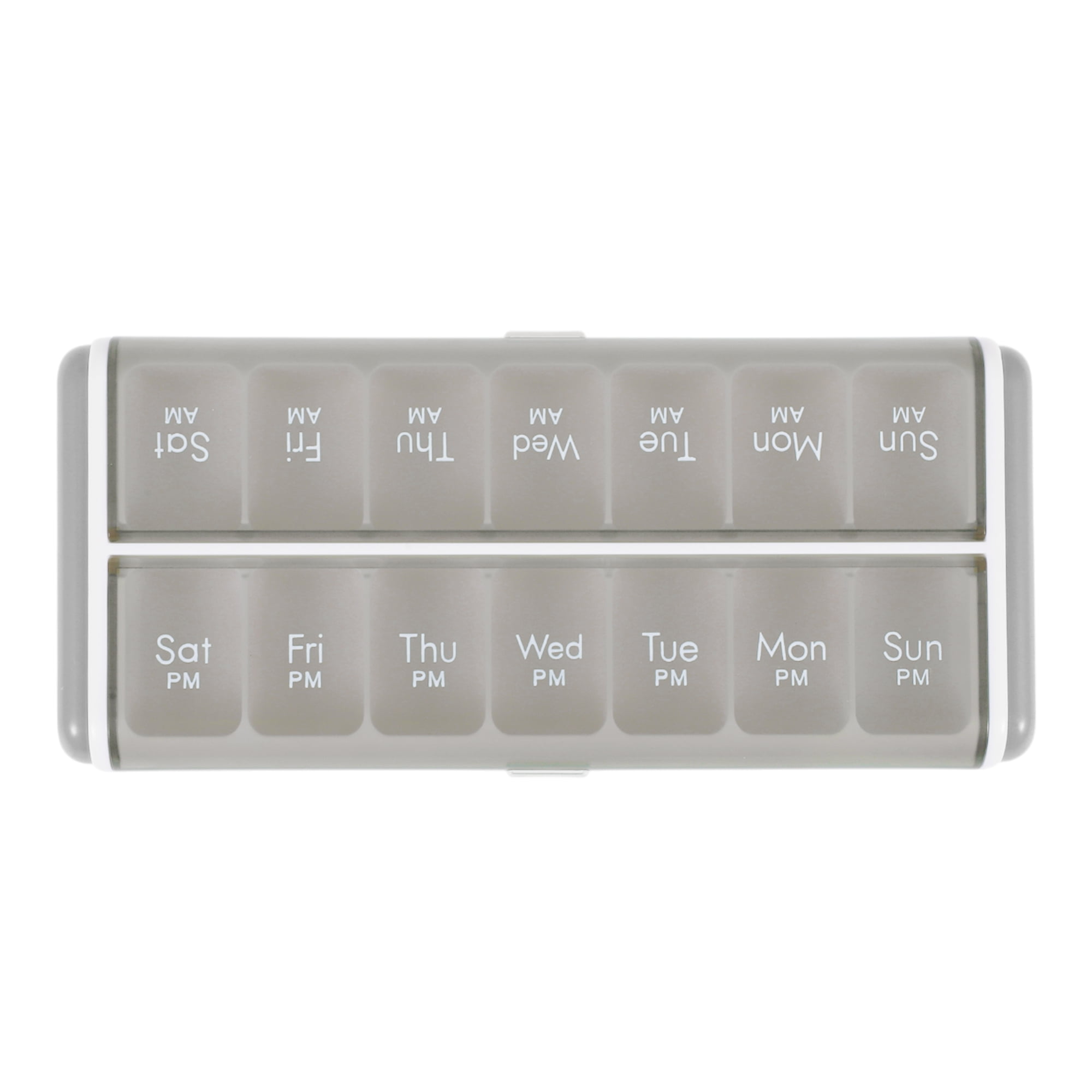 Unique Bargains 14 Grids Double Row Pill Case for Travel 1 Pc Gray