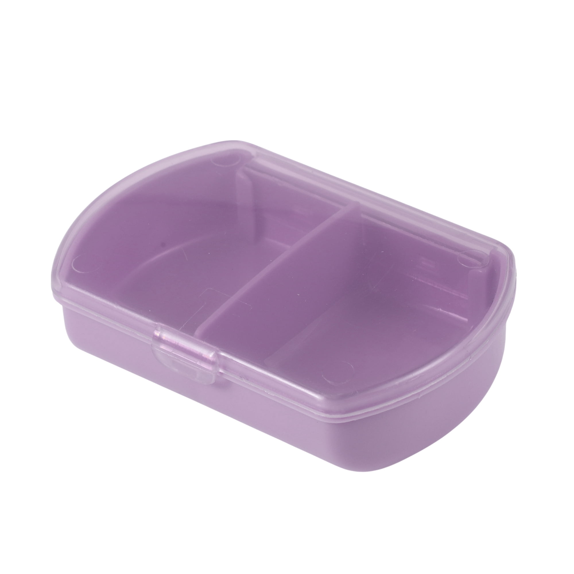 Unique Bargains 2 Compartment Pill Case for Travel 1 Pc Purple