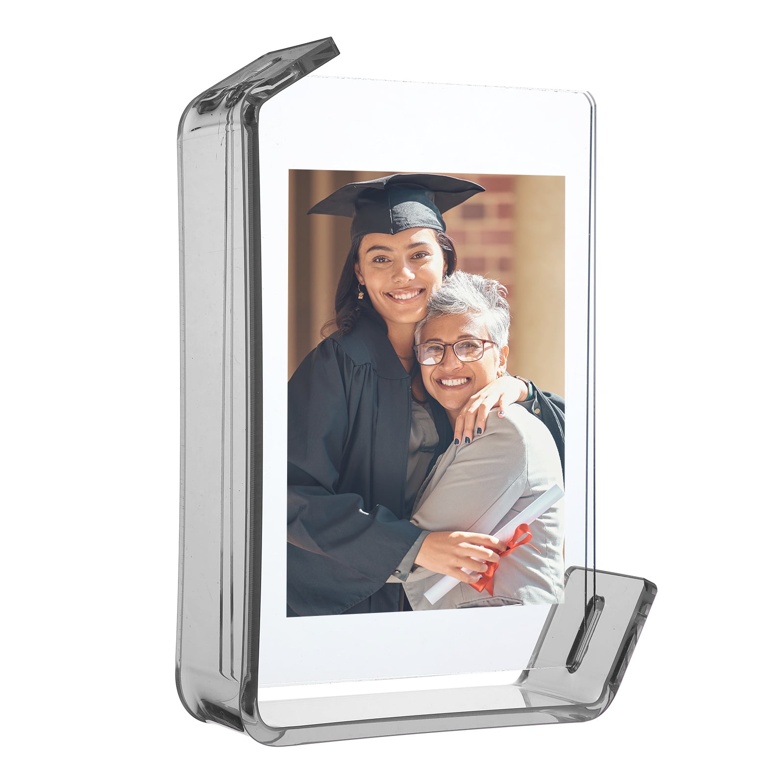 Unique Bargains Durable Acrylic Floating Picture Frame for Wall Gray 4" x 6"