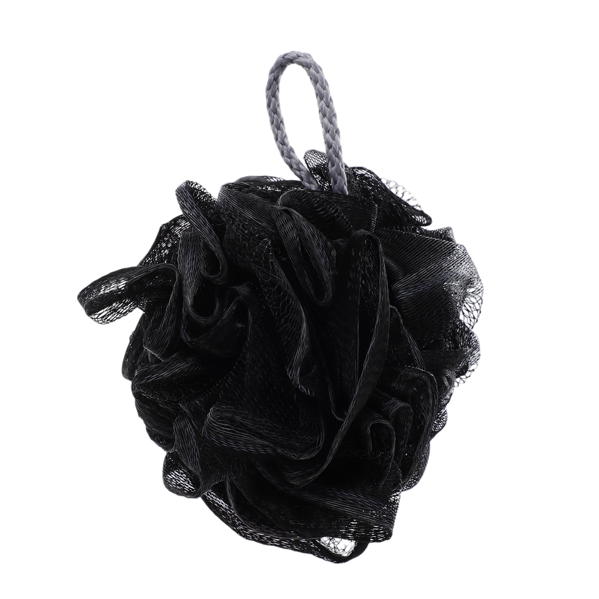 Unique Bargains Durable Bath Shower Loofah Sponge Body Puffs for Bathroom Black
