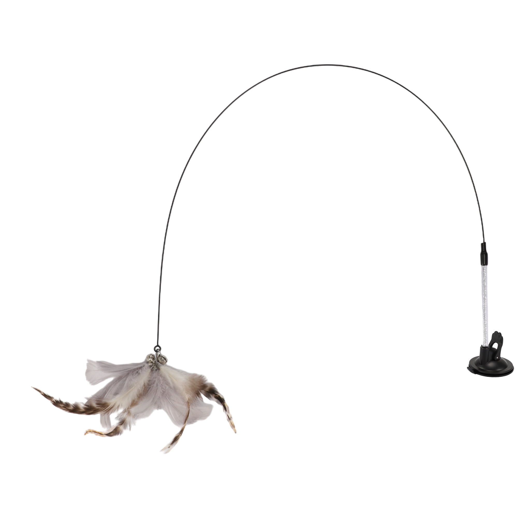Unique Bargains Durable Cat Teaser Wand with Feather Pendant and Suction Cup Attachment