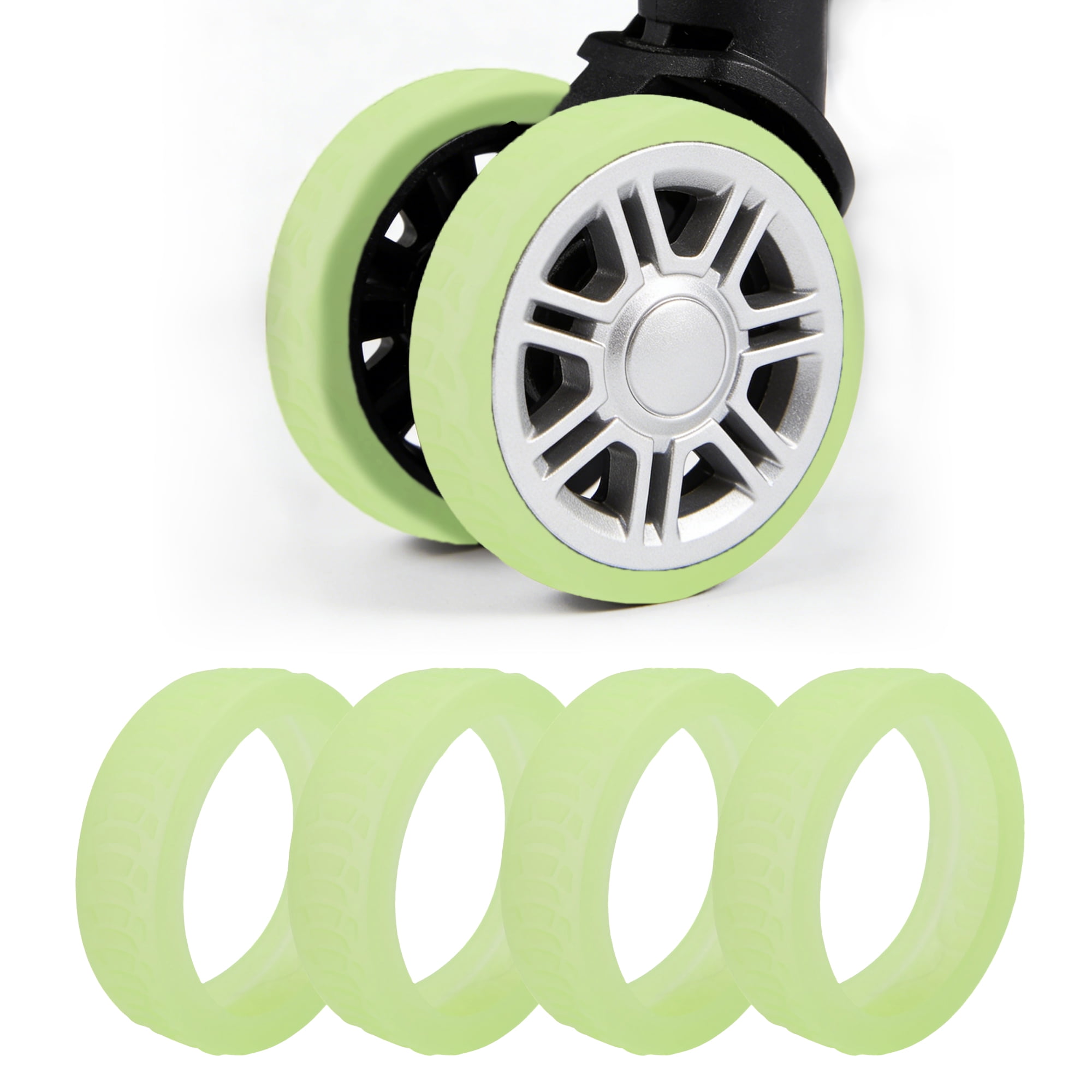 Unique Bargains Durable Convenient Luggage Wheel Covers for Travel 4Pcs Bright Green