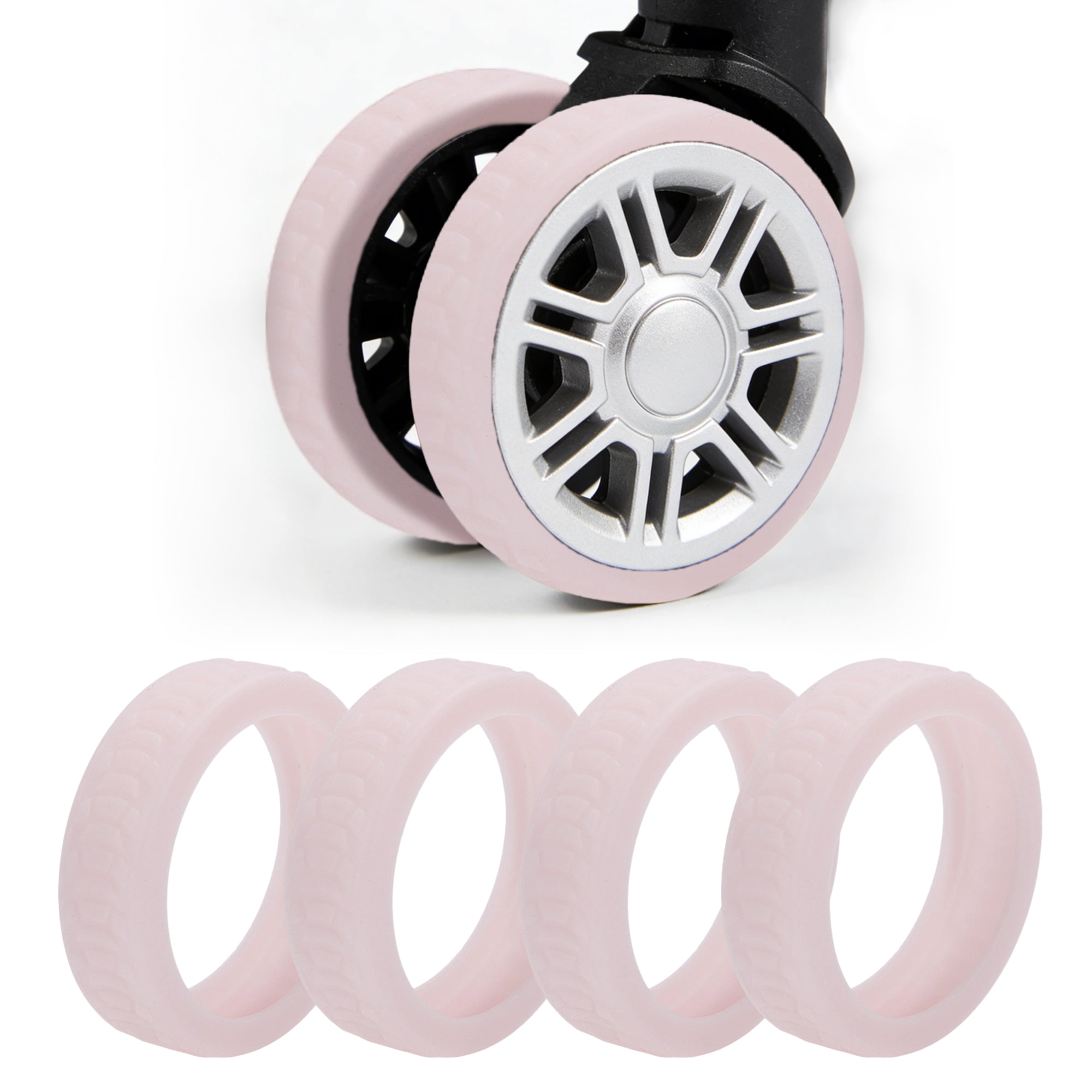 Unique Bargains Durable Convenient Luggage Wheel Covers for Travel 4Pcs Bright Pink