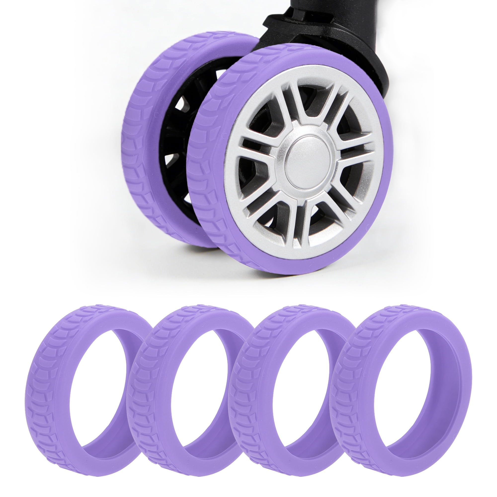 Unique Bargains Durable Convenient Luggage Wheel Covers for Travel 4Pcs Light Purple