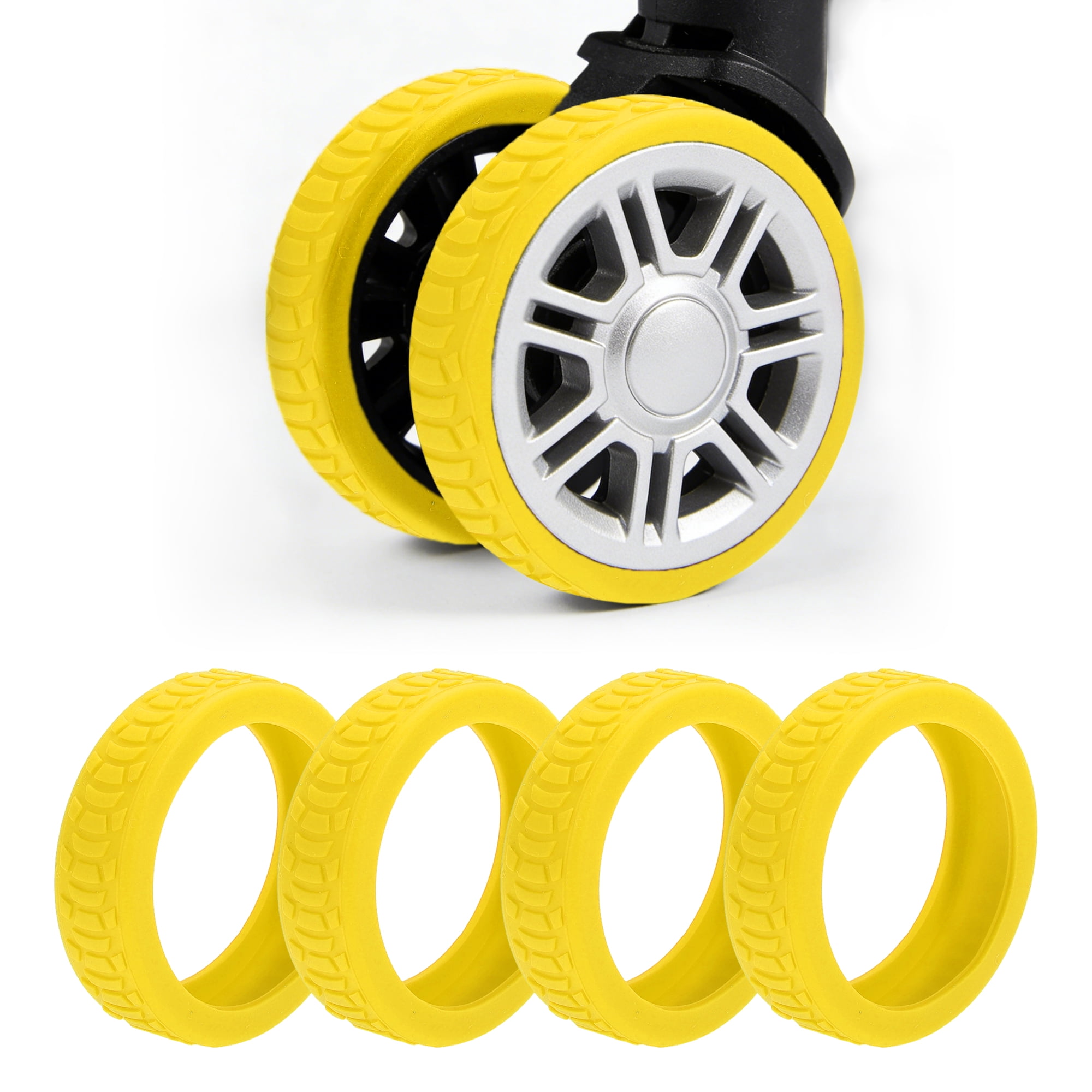 Unique Bargains Durable Convenient Luggage Wheel Covers for Travel 4Pcs Yellow