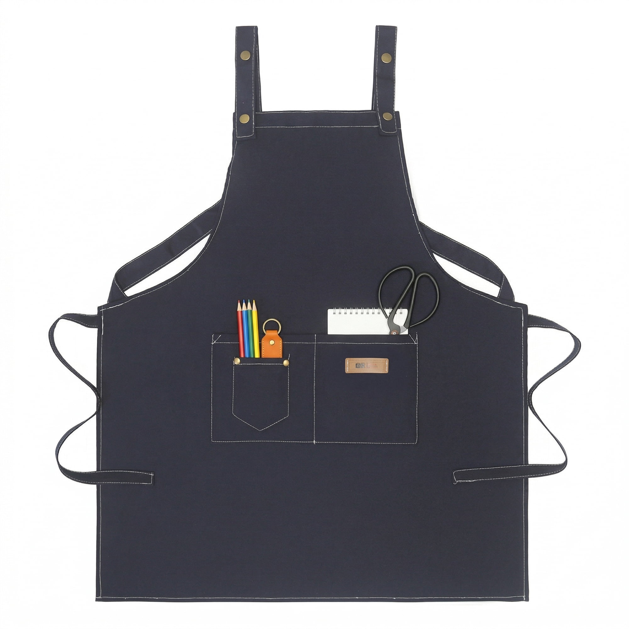Unique Bargains Durable Cotton Kitchen Apron with Pockets for Cooking 28.4x26in Blue
