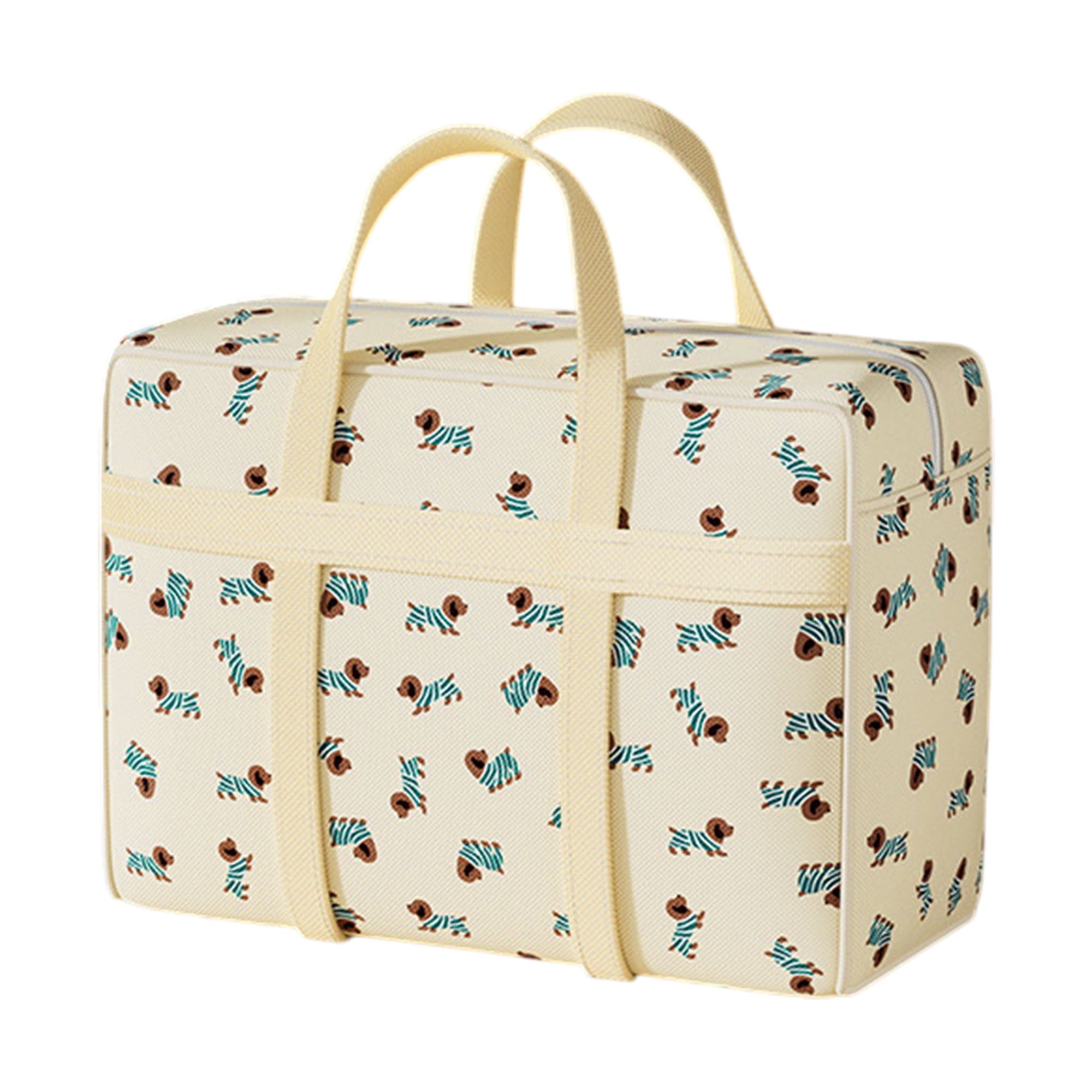 Unique Bargains Durable Dog Pattern Storage Bag Storage Bins 1 Pc Beige Dog X-Large