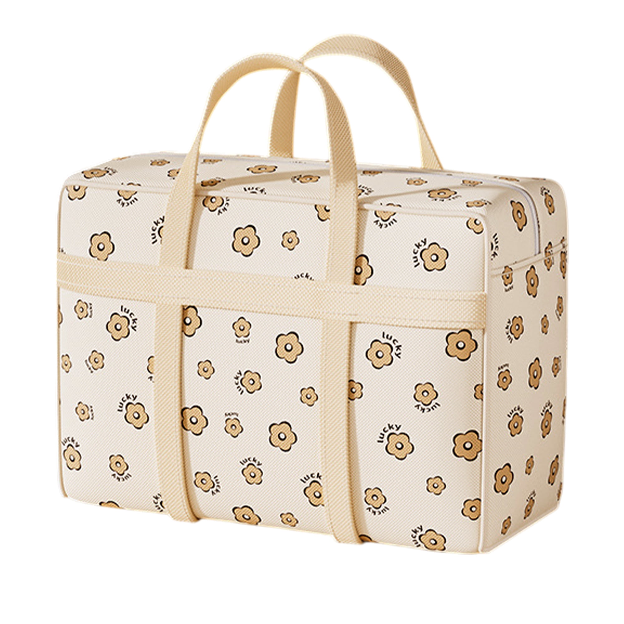 Unique Bargains Durable Dog Pattern Storage Bag Storage Bins 1 Pc Beige Flower Medium