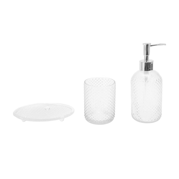 Unique Bargains Durable Dot Bathroom Accessories Kit 3Pcs Clear