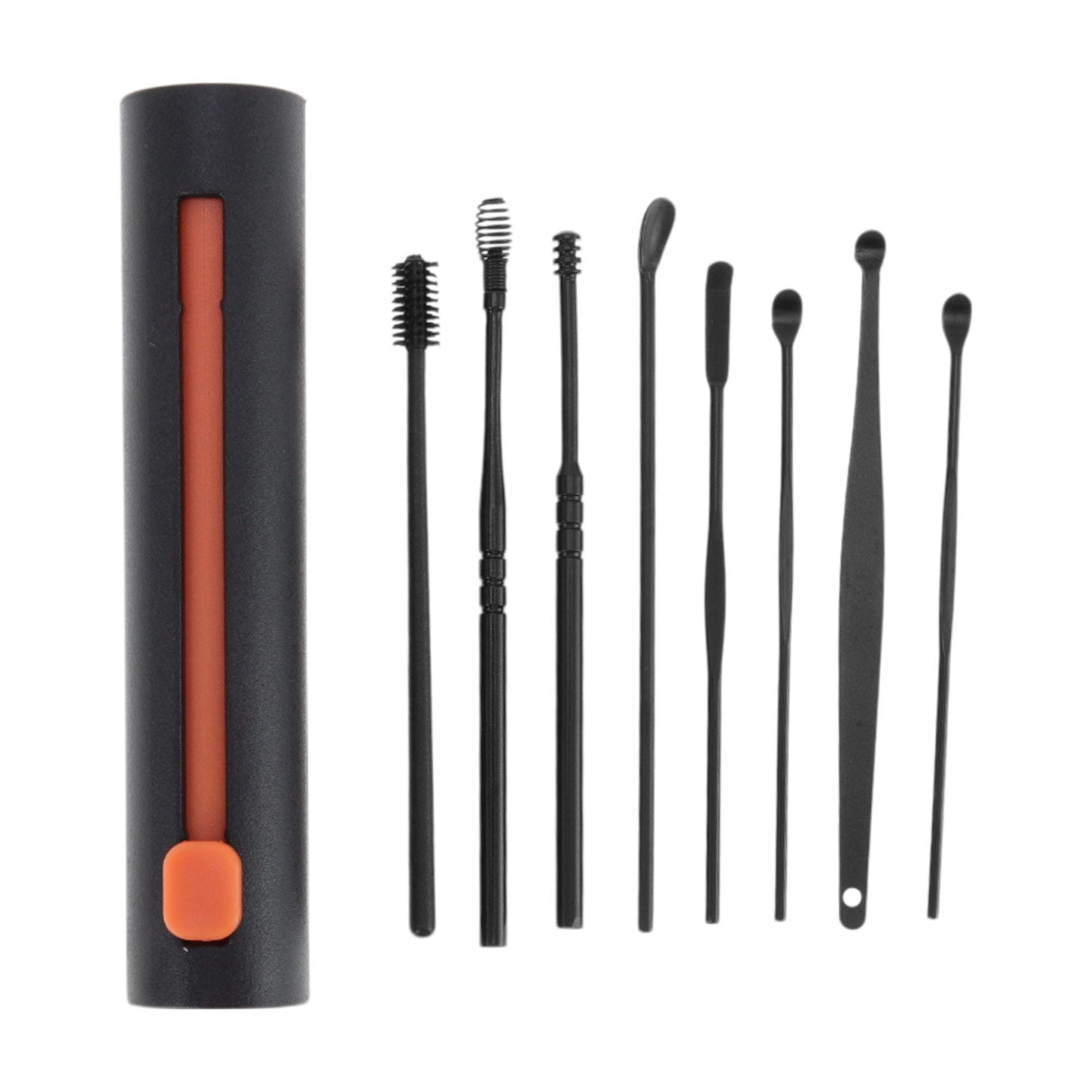 Unique Bargains Durable Earwax Cleaning Tool Kit Black Stainless Steel 8 Piece Set