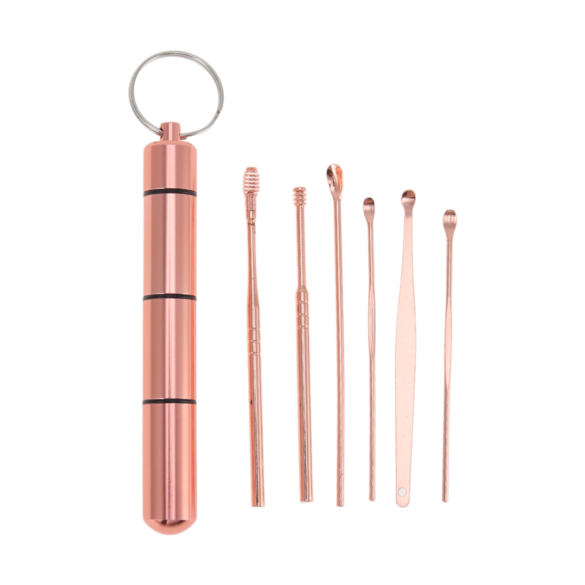 Unique Bargains Durable Earwax Cleaning Tool Kit With Rose Gold Tone 6 Pcs