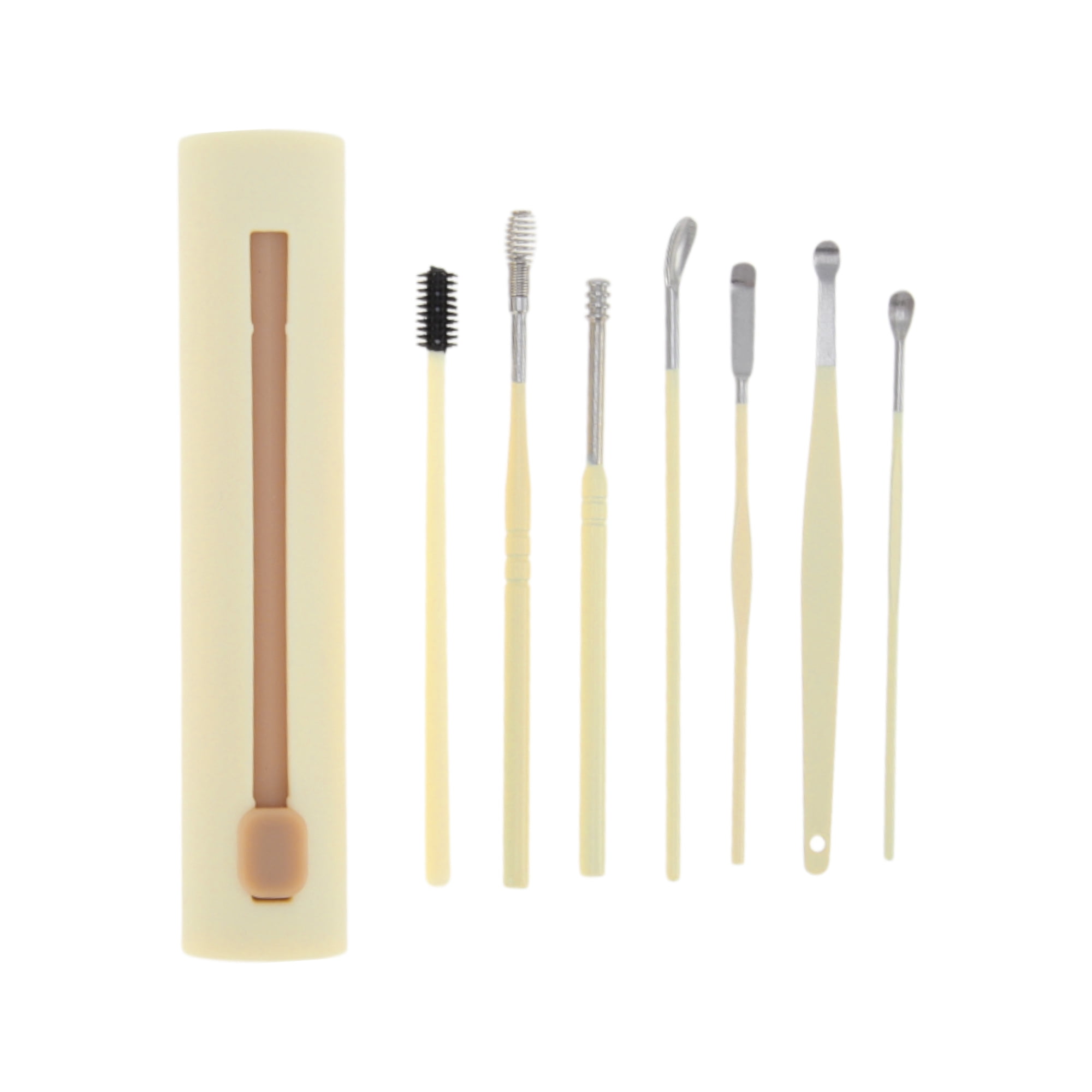 Unique Bargains Durable Earwax Cleaning Tool Kit with 7 Essential Tools Yellow