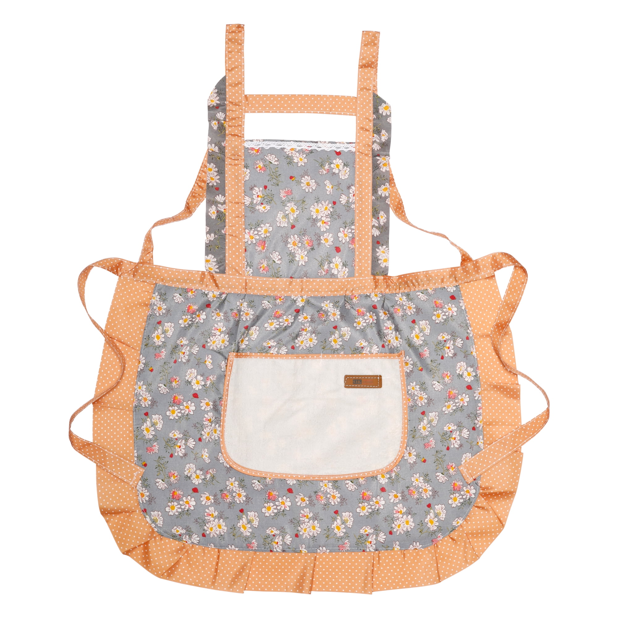 Unique Bargains Durable Floral Kitchen Apron with Pockets and Adjustable Tie Blue