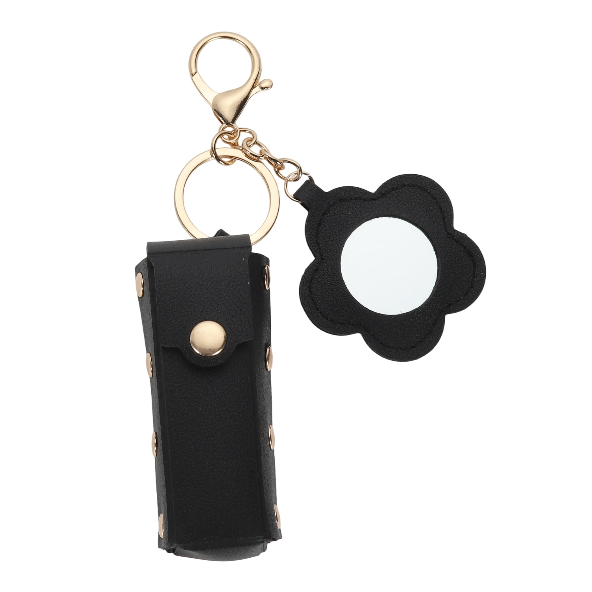 Unique Bargains Durable Flower Mirror Handbag Charms Keychains 1 Piece Black