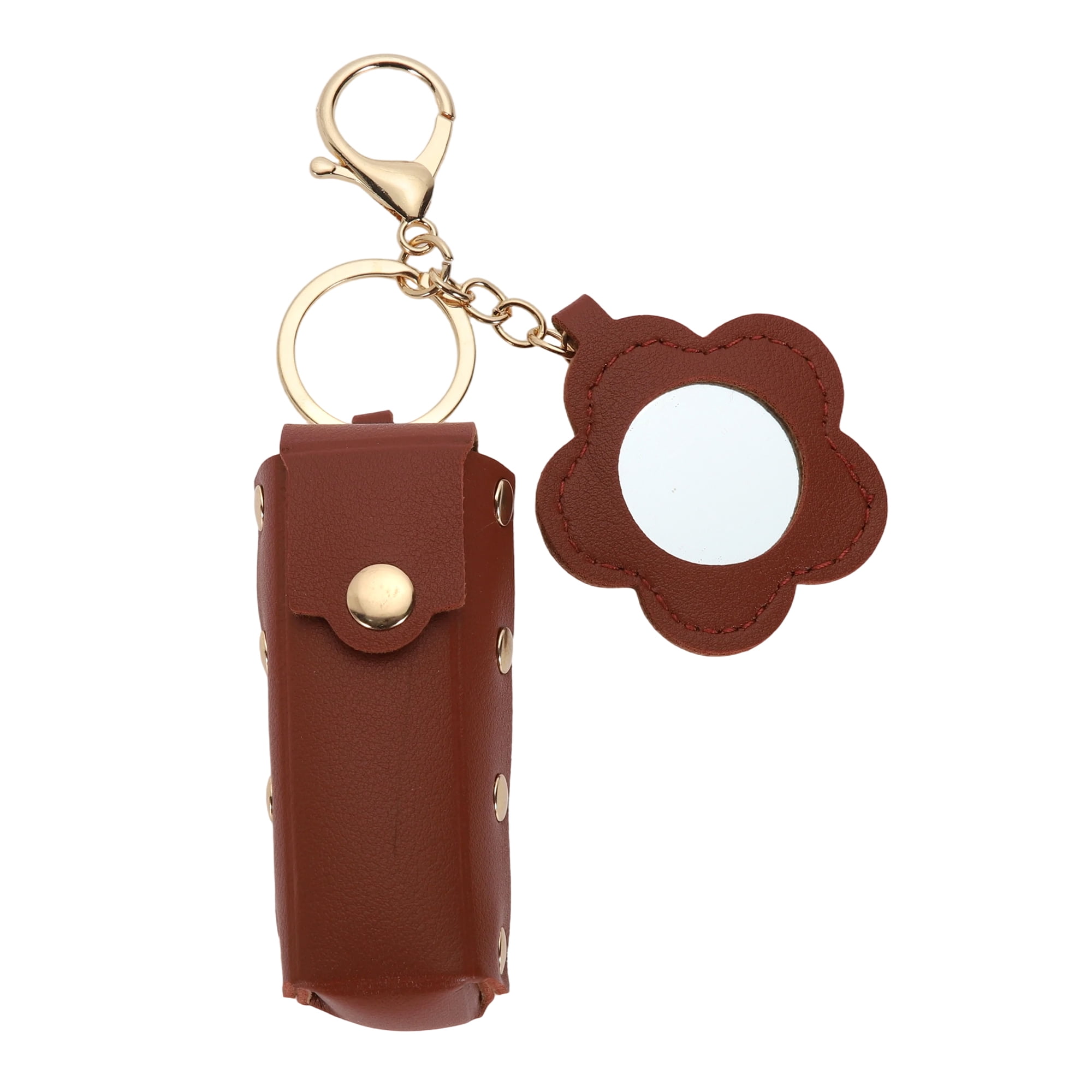 Unique Bargains Durable Flower Mirror Handbag Charms Keychains 1 Piece Brown