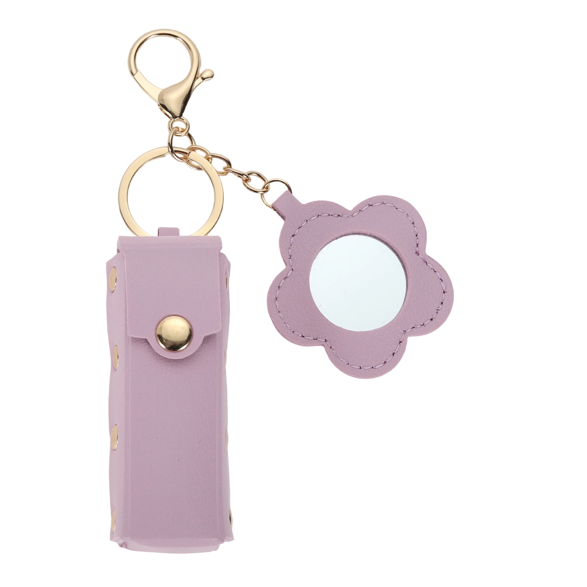 Unique Bargains Durable Flower Mirror Handbag Charms Keychains 1 Piece Light Purple