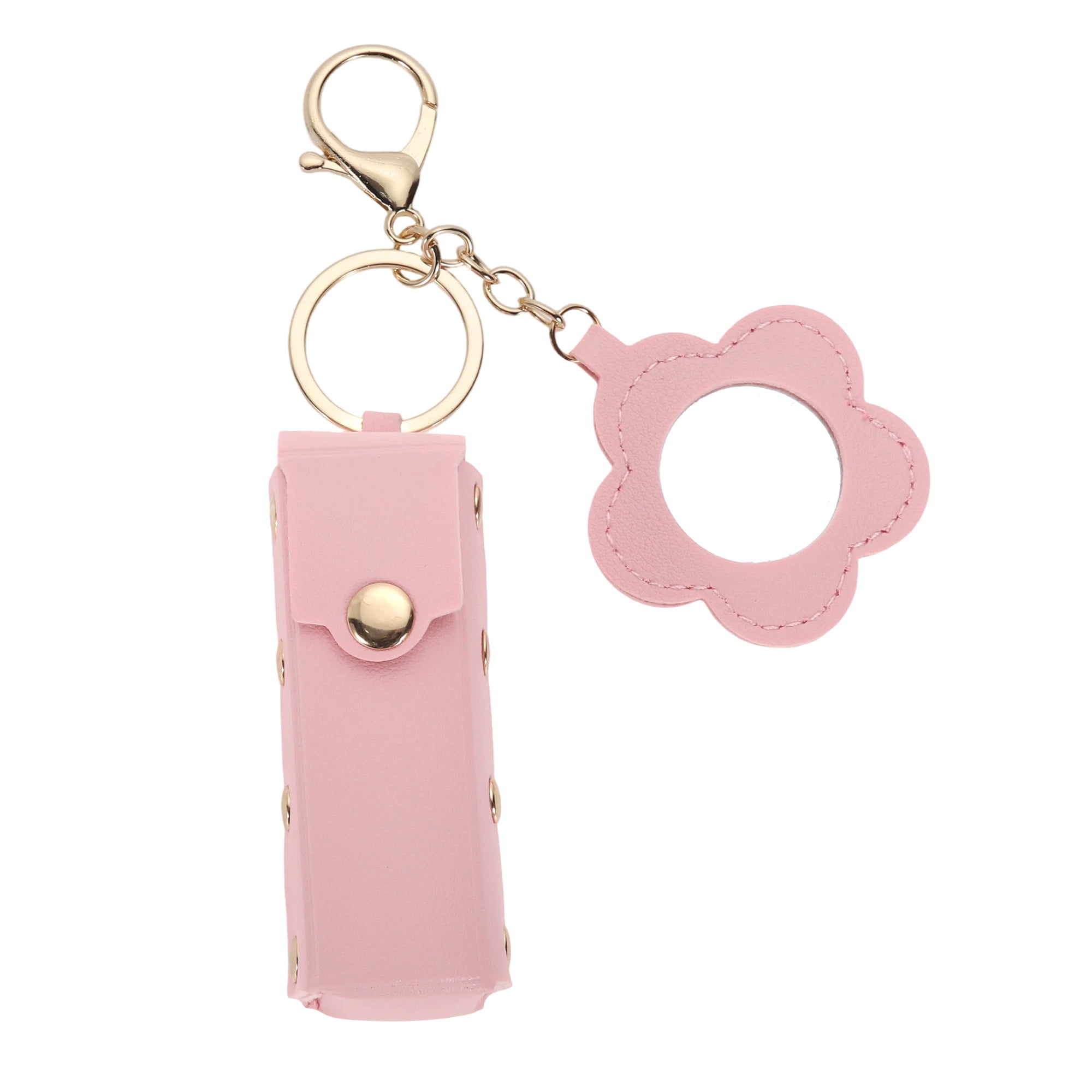 Unique Bargains Durable Flower Mirror Handbag Charms Keychains 1 Piece Pink