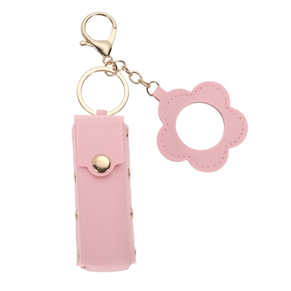 Unique Bargains Durable Flower Mirror Handbag Charms Keychains 1 Piece Pink