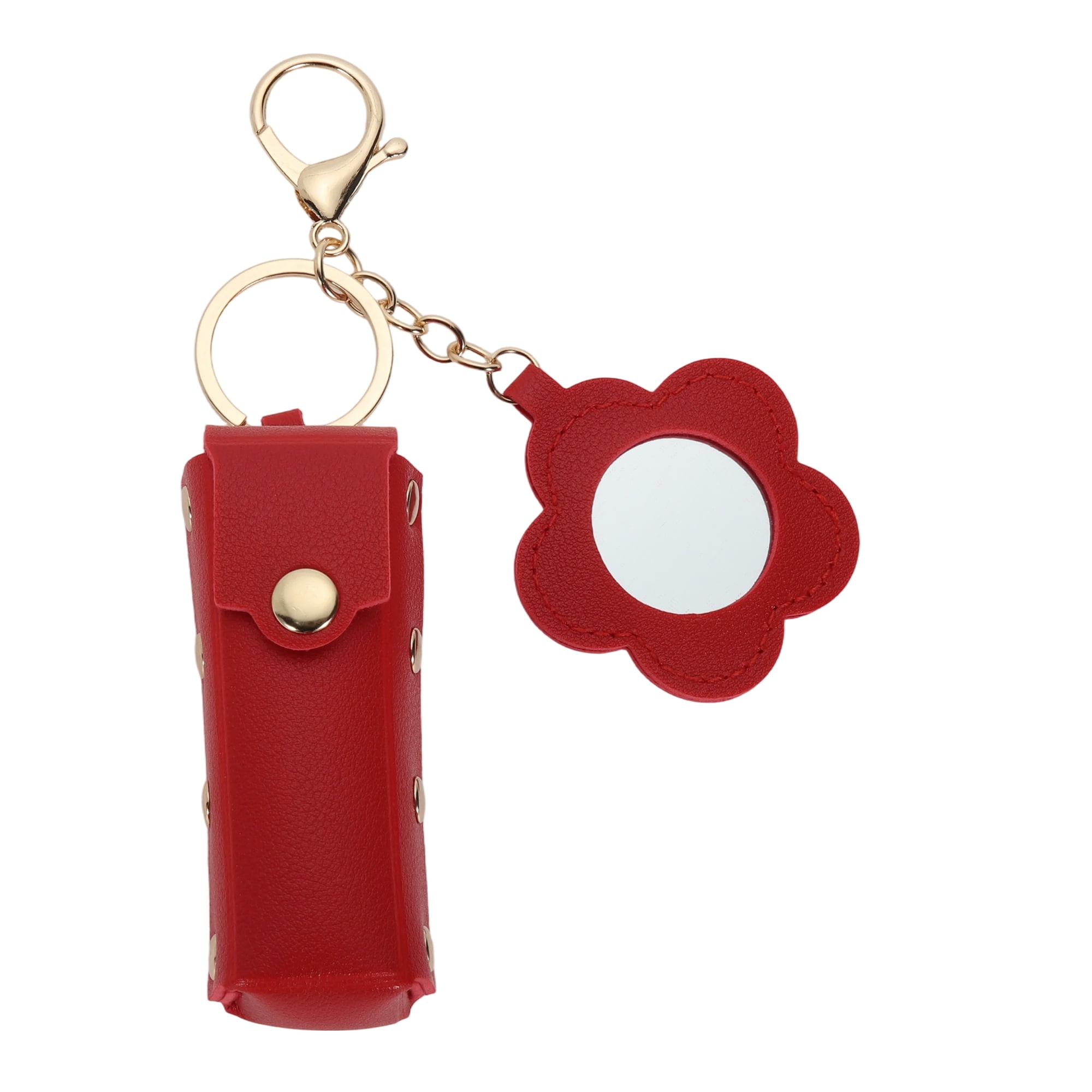 Unique Bargains Durable Flower Mirror Handbag Charms Keychains 1 Piece Red