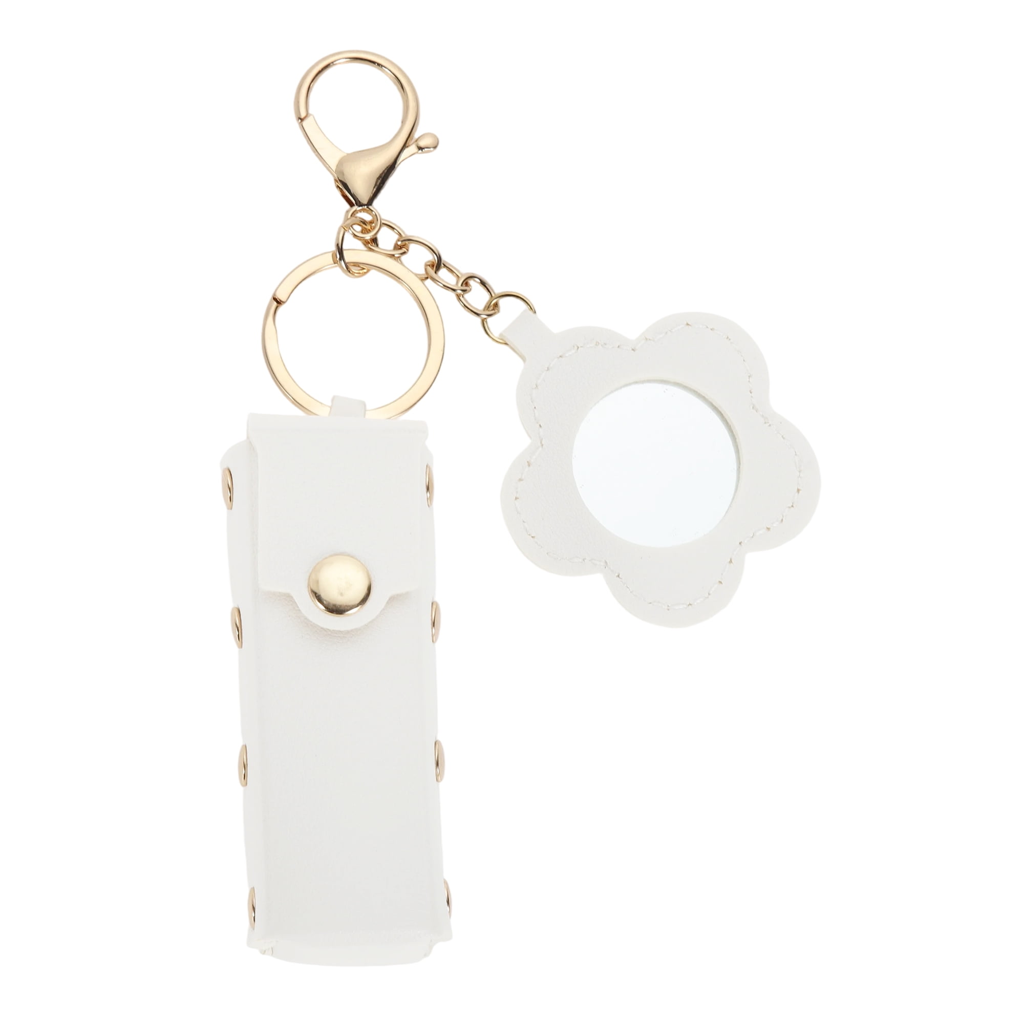 Unique Bargains Durable Flower Mirror Handbag Charms Keychains 1 Piece White