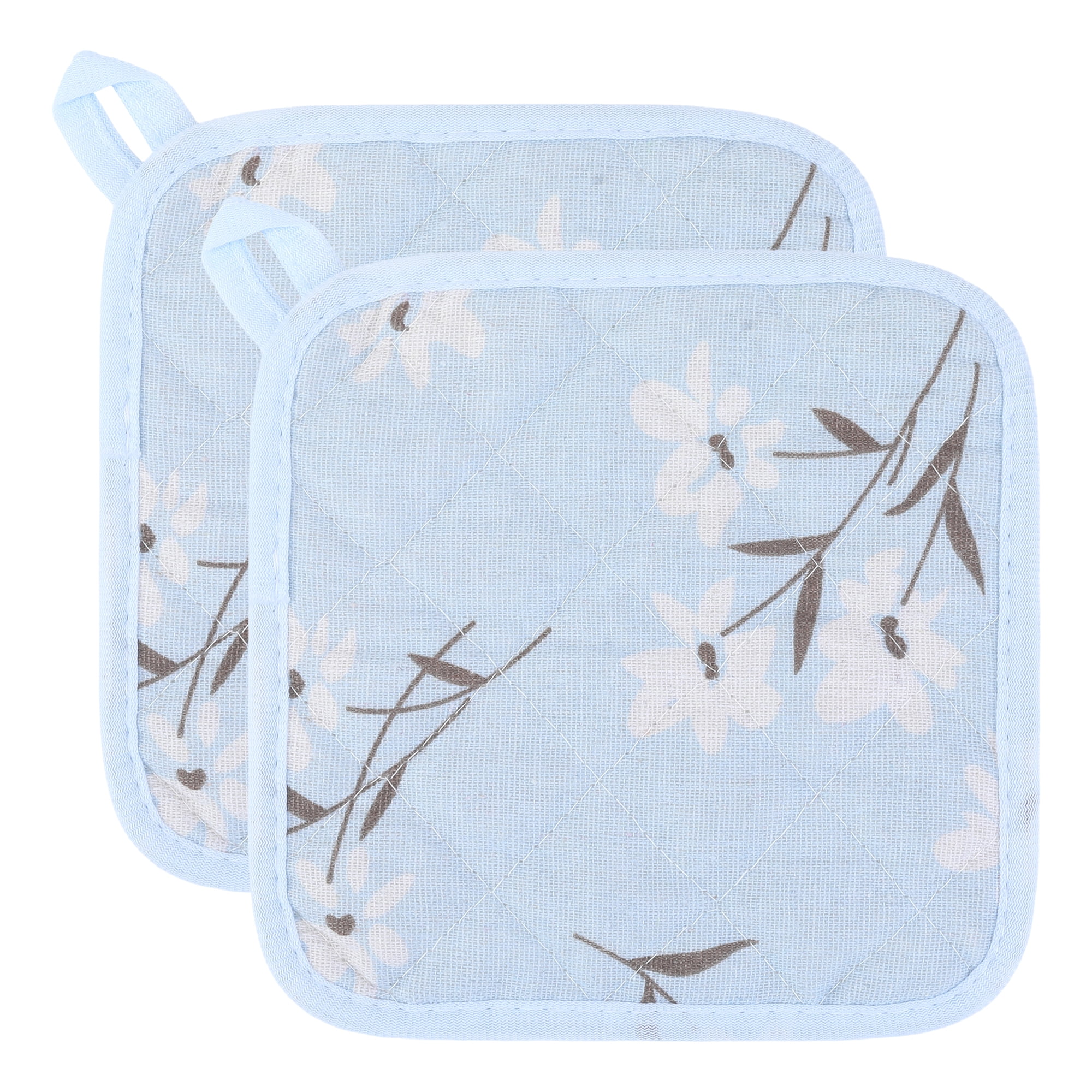 Unique Bargains Durable Heat Resistant Non-Slip Pot Holders for Cooking Blue 2Pcs