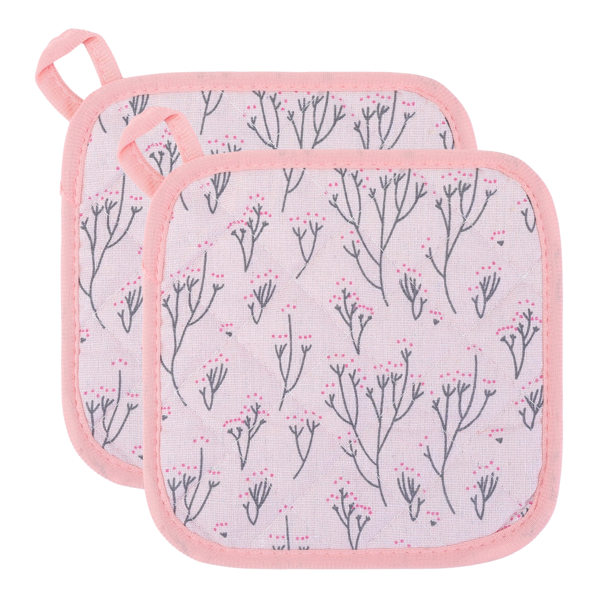 Unique Bargains Durable Heat Resistant Non-Slip Pot Holders for Cooking Pink 2Pcs