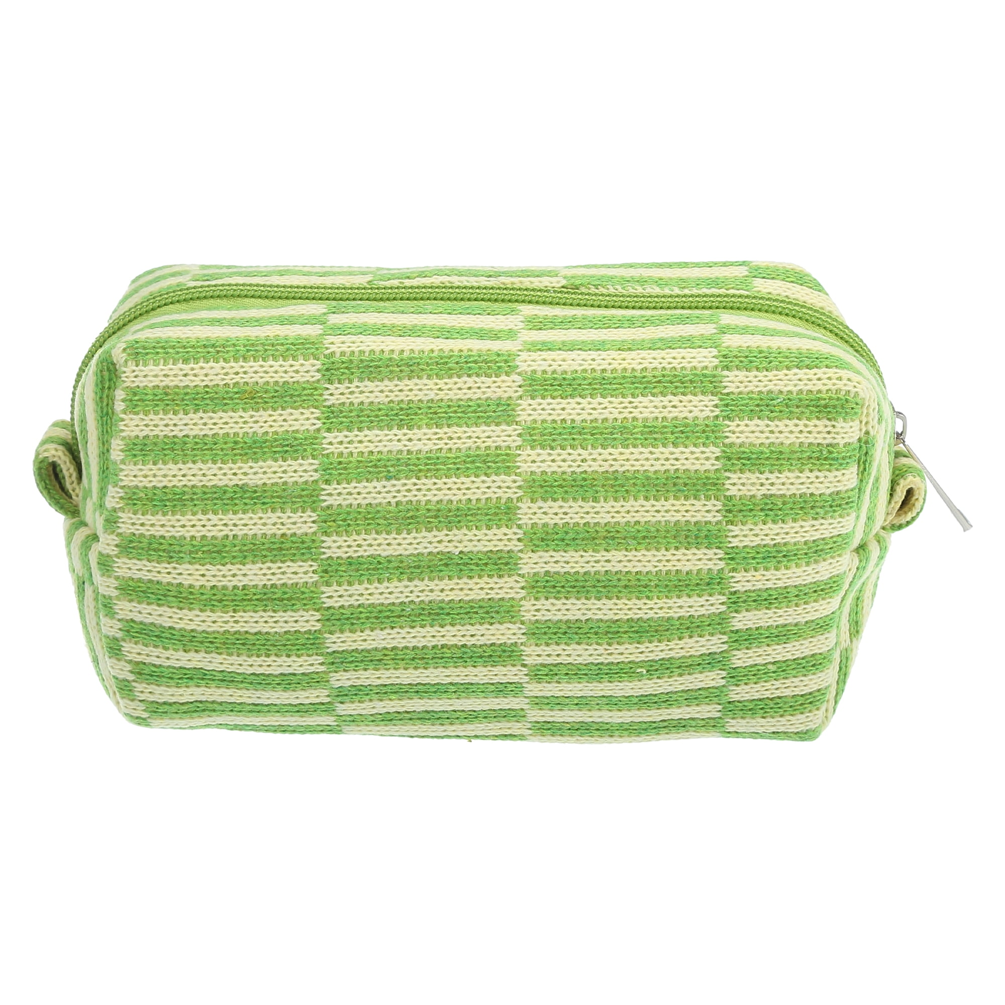 Unique Bargains Durable Knitting Makeup Bag for Vacation Business Travel Green Yellow