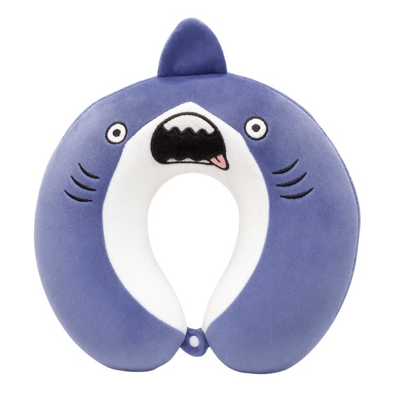 Unique Bargains Durable Memory Foam Neck Pillow U Shape With a Shark Design Dark Blue