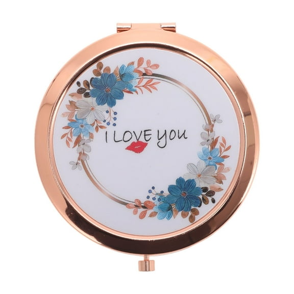 Unique Bargains Durable Metal Makeup Mirror Rose Gold Tone 2.76"x 2.76"x 0.39"