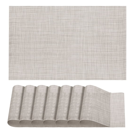 Unique Bargains Durable PVC Washable Woven Place Mat for Dining Tables and Home Use Gray