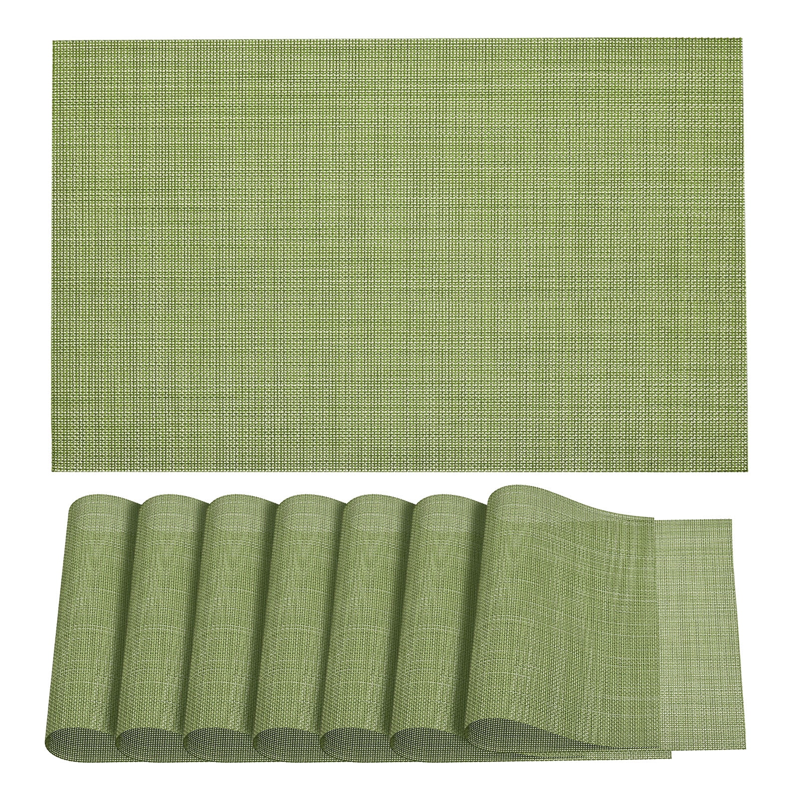 Unique Bargains Durable PVC Washable Woven Place Mat for Dining Tables and Home Use Green