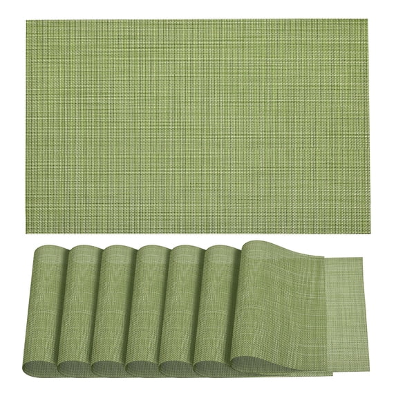 Unique Bargains Durable PVC Washable Woven Place Mat for Dining Tables and Home Use Green