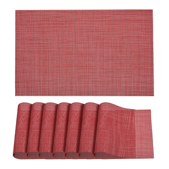 Unique Bargains Durable PVC Washable Woven Place Mat for Dining Tables and Home Use Red