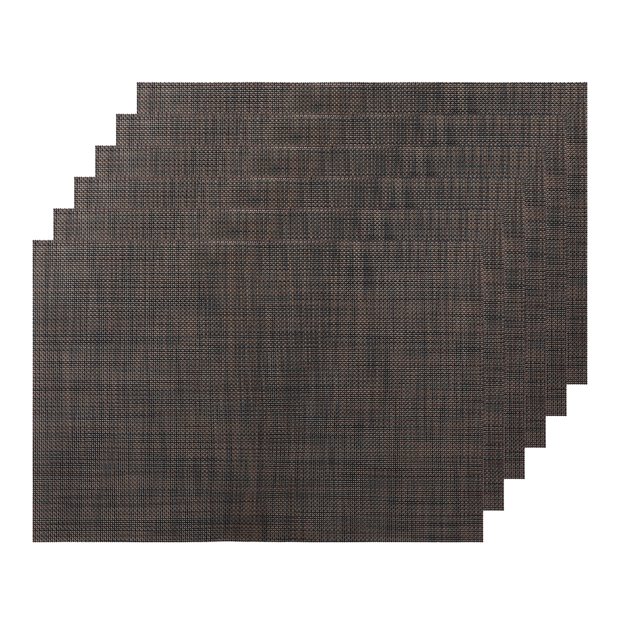 Unique Bargains Durable Placemats for Dining Table, Resistant Kitchen Place Mats Set of 6 Black Brown 18" x 12"