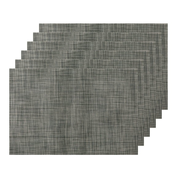 Unique Bargains Durable Placemats for Dining Table, Resistant Kitchen Place Mats Set of 6 Black Grey 18" x 12"