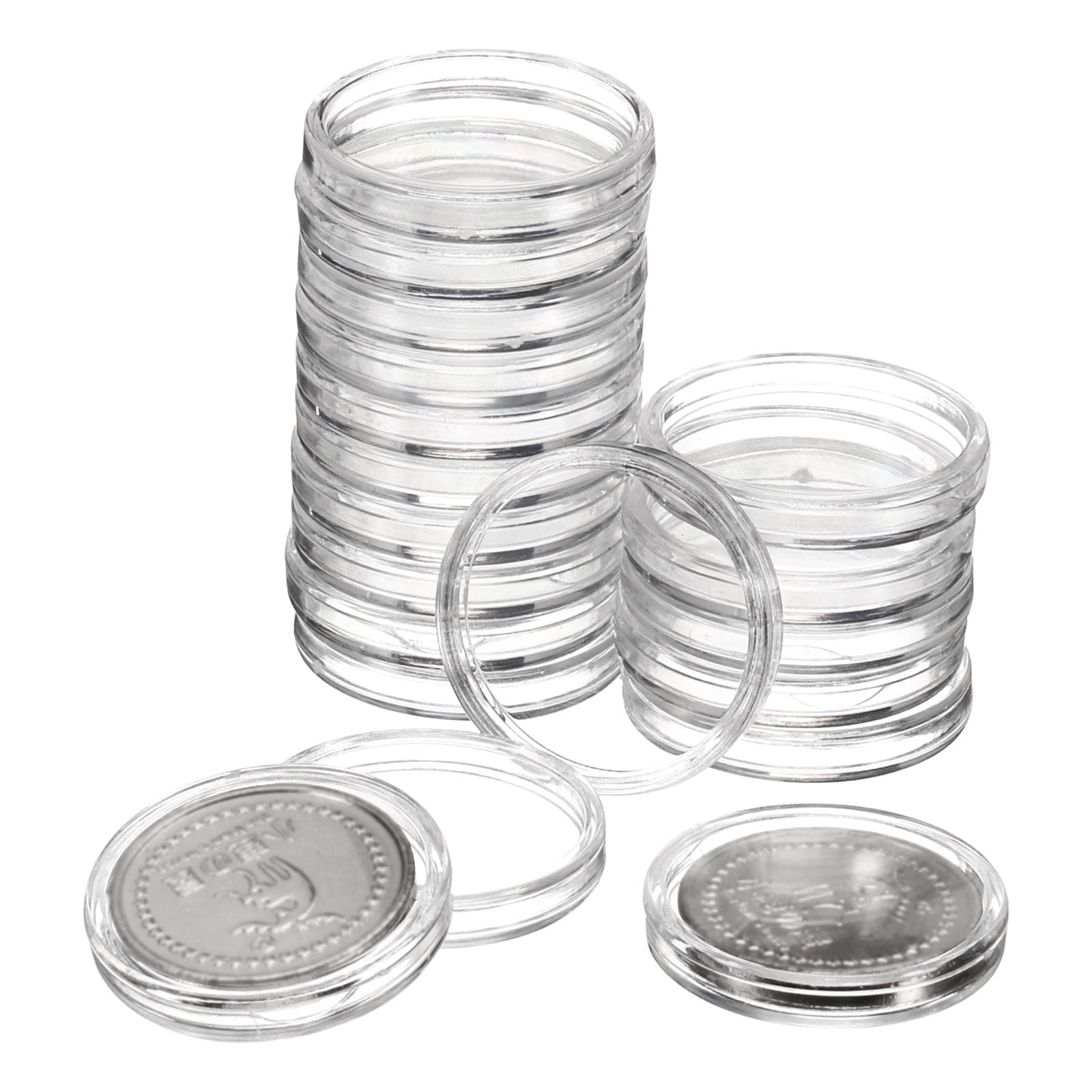 Unique Bargains Durable Plastic Coin Capsule Covers Coin Collection 0.98"