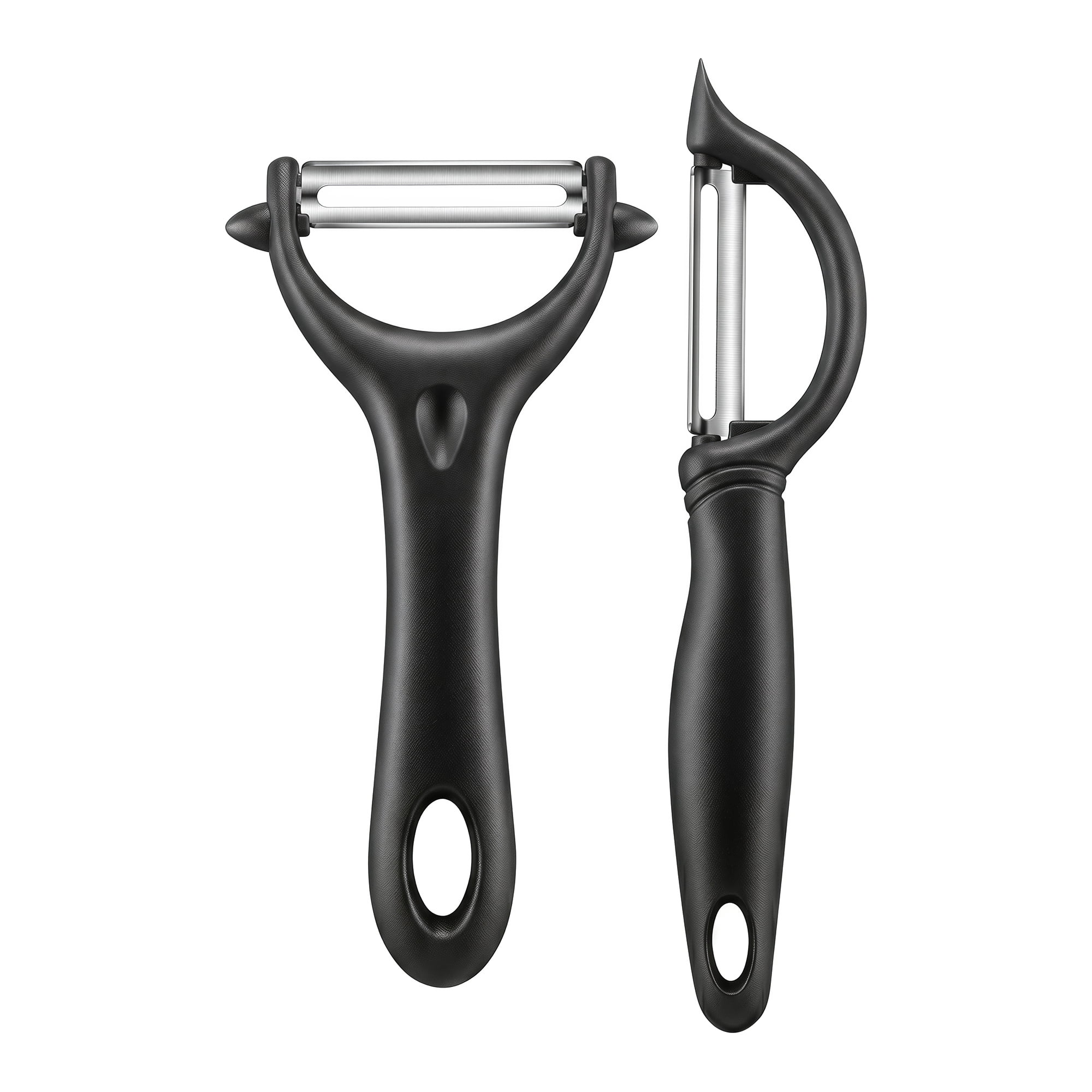Unique Bargains Durable Plastic Vegetable Peeler with Ergonomic Handle Black-Pounted 2Pcs